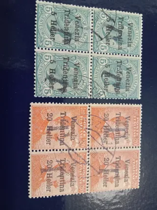 2 quartine francobolli 5 e 20 centesimi