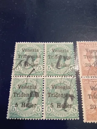 2 quartine francobolli 5 e 20 centesimi
