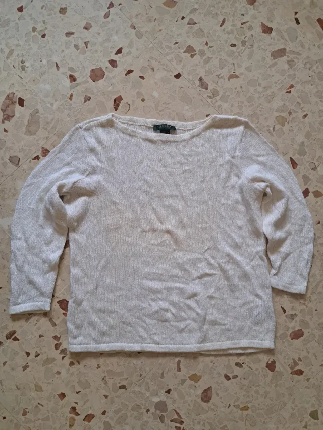 Maglione Ralph Lauren 3/4 cotone bianco