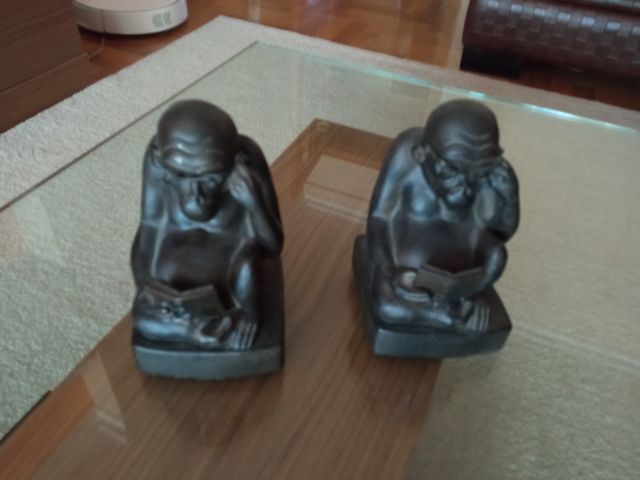 Figuras de monos leyendo (2 unidades)