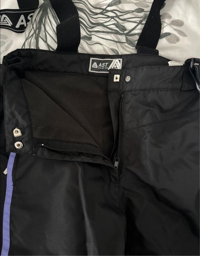Pantaloni sci donna AST neri con bretelle