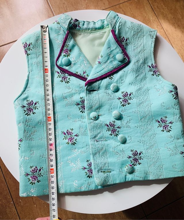 Chaleco fallero niño morado y turquesa
