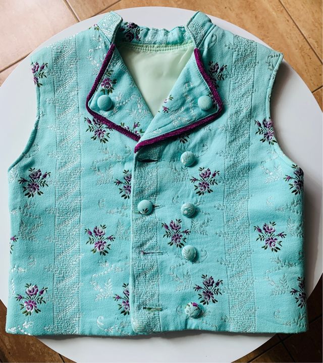 Chaleco fallero niño morado y turquesa
