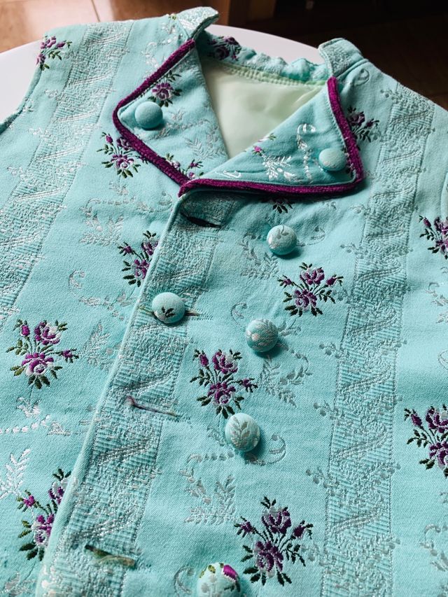 Chaleco fallero niño morado y turquesa