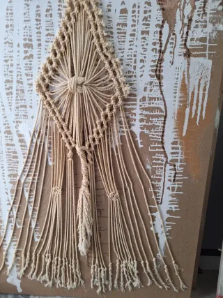 Cuadro Decorativo Macramé y Lienzo