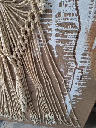 Cuadro Decorativo Macramé y Lienzo