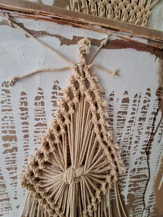 Cuadro Decorativo Macramé y Lienzo
