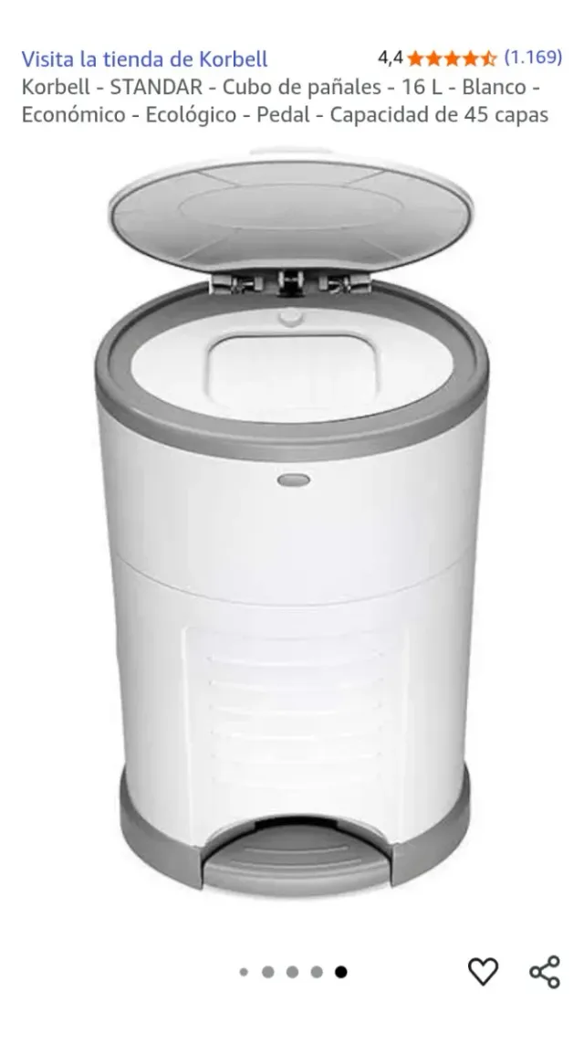 Cubo Basura Pañales Korbell 16L Blanco