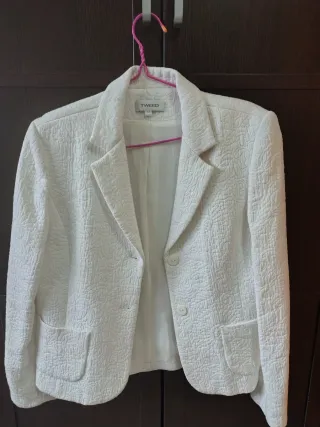 Chaqueta Tweed Blanca Talla 44