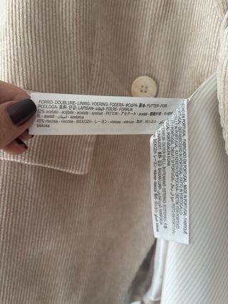 Traje chaqueta Pana Massimo Dutti Talla 36