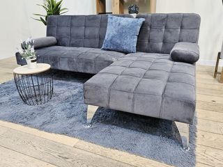 Sofá Cama Chaise Longue Negro/Gris