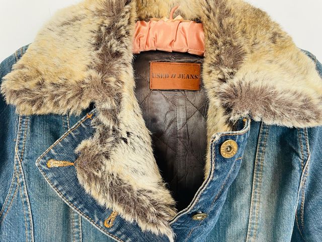 Cazadora vaquera USED JEANS con cuello pelo