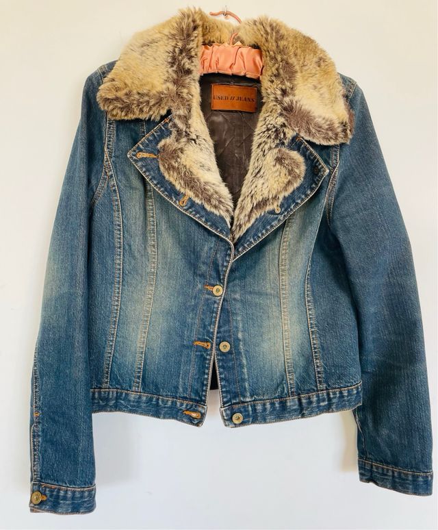 Cazadora vaquera USED JEANS con cuello pelo