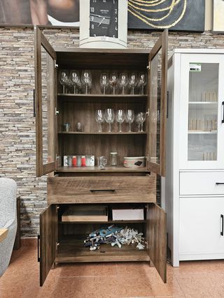 Vitrina de madera y cristal