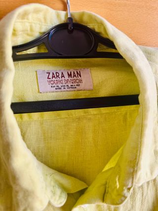 Camisa Zara Man manga corta amarilla Talla XL