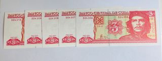 Lote 5x Cuba 3 pesos 2005 Che Guevara Sc