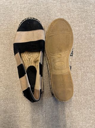 Alpargatas Zara Rayas Beige y Negro