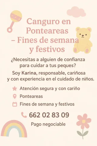 Cuidadora niñera Sábado Doningo, Ponteareas.