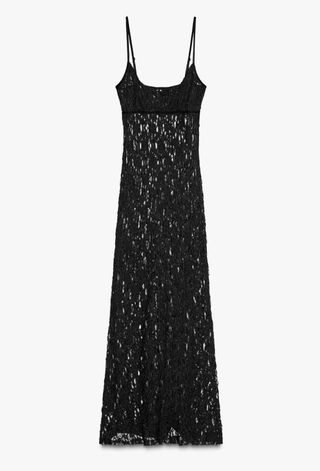 Vestido largo encaje negro Zara