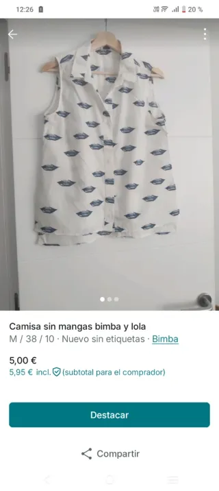 Bimba y Lola Blusa sin mangas estampado labios