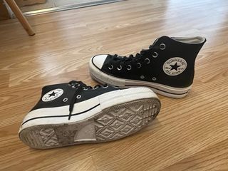 Converse original piel Negra Plataforma 
