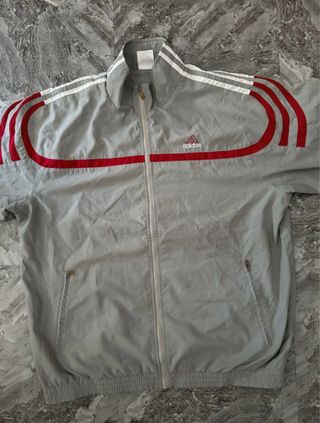 Adidas Track Jacket Gray and Red Vintage 90’s Y2K