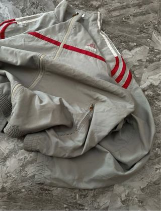 Adidas Track Jacket Gray and Red Vintage 90’s Y2K