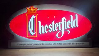 Cartel luminoso Chesterfield antiguo años 80