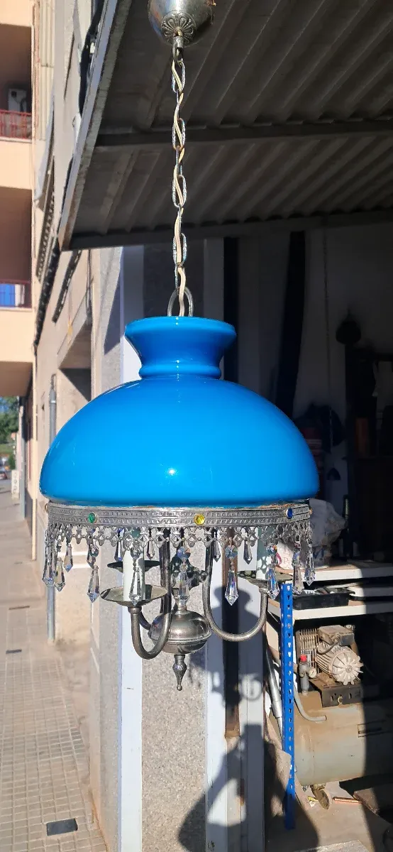 Lámpara de techo azul turquesa vintage