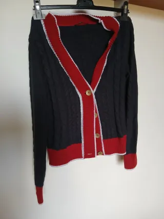 Cardigan maglia nero e rosso