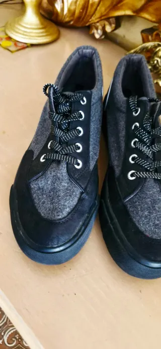 Zapatillas Invierno T41 Gris/Negro Tejido