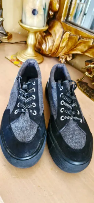 Zapatillas Invierno T41 Gris/Negro Tejido