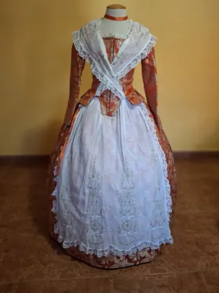 Traje de Fallera Naranja y Blanco niña
