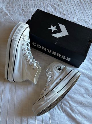 Converse All Star Plataforma en blanco talla 38