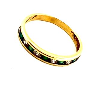 Anillo Oro Diamantes y Esmeraldas