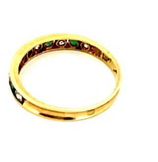 Anillo Oro Diamantes y Esmeraldas
