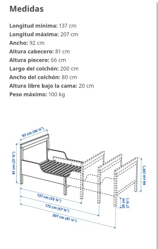 Cama  infantil blanca de Ikea.