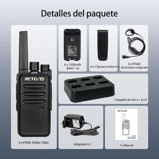 6 xRetevis RT668 Walkie Talkie auriculares PMR446