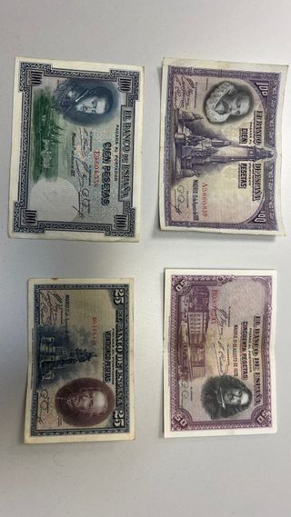Lote 4 Billetes Pesetas Banco de España