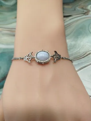 Pulsera de mineral autentico: Calcedonia