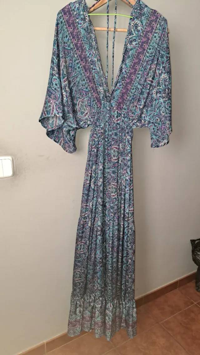 Vestido largo seda estampado talla XXXL