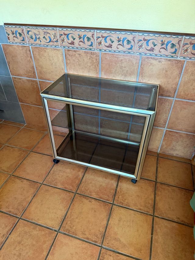 Vitrina vintage cristal y metal dorado