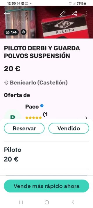 Piloto Derbi Variant y Guarda Polvos