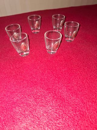 6 Bicchieri da amaro con decoro argento