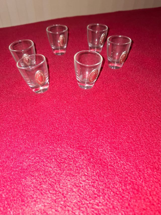 6 Bicchieri da amaro con decoro argento