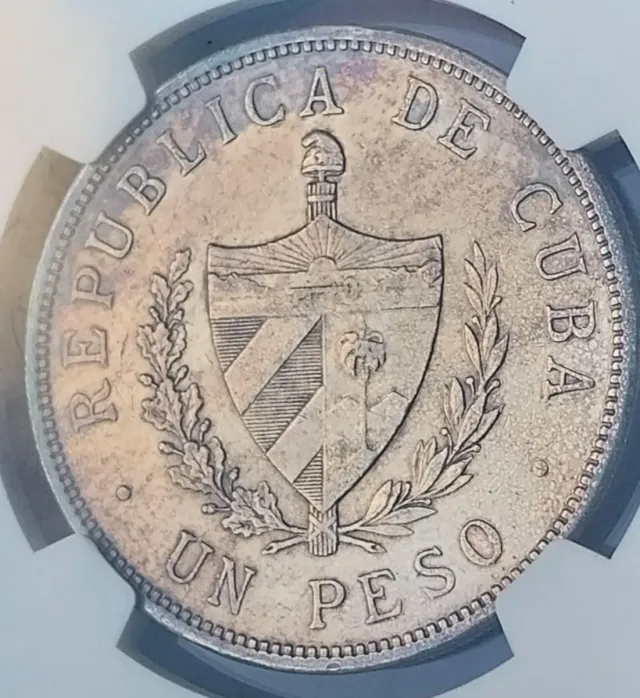 Moneda 1 Peso Cuba 1934 NGC "Pátina Dorada"