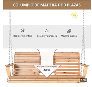 Banco columpio de madera y metal