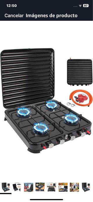 Cocina de camping 4 fuegos con parrilla