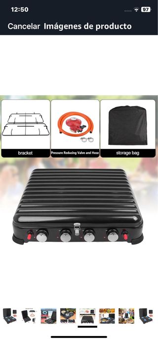 Cocina de camping 4 fuegos con parrilla