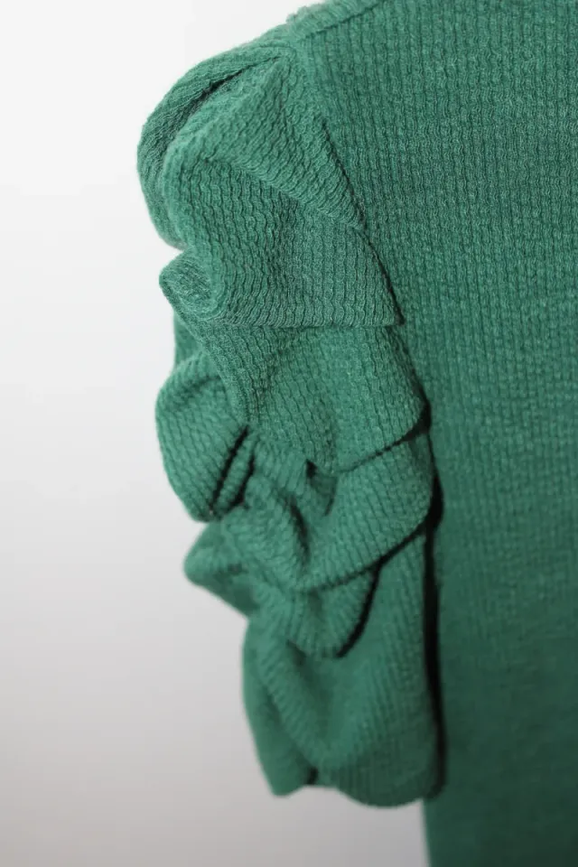 Vestido Mango verde mangas globo